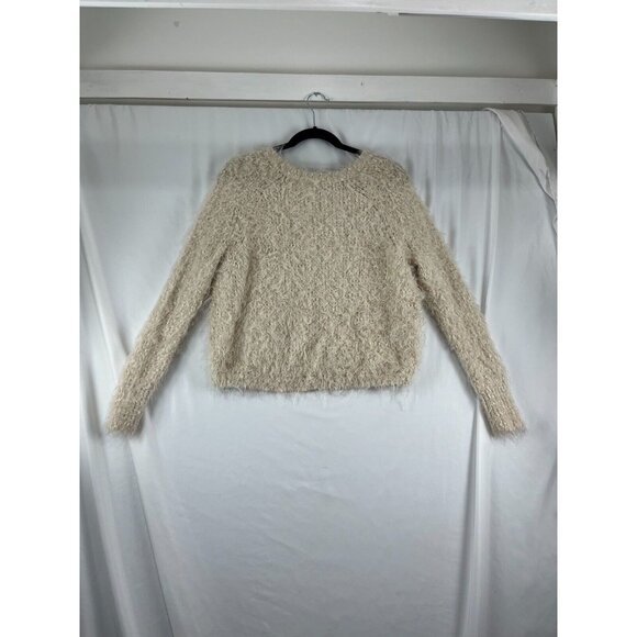 Anthropologie Knitted & Knotted Fuzzy Faux Fur V-Neck Women's Sweater - Picture 9 of 14